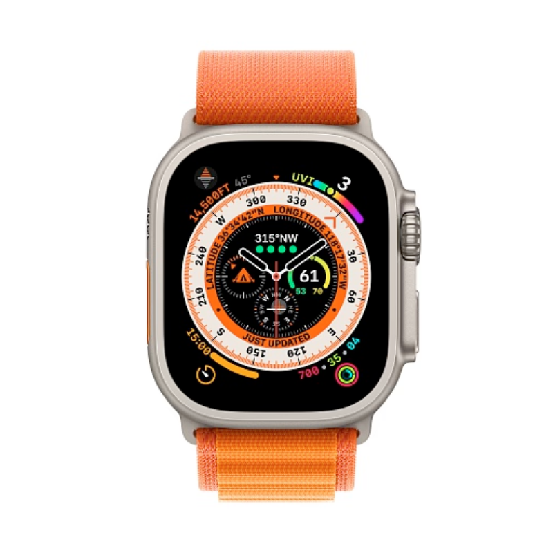 Apple - Apple Watch Ultra GPS + Cellular 49mm / Titanium Case / Orange Alpine Loop / Large